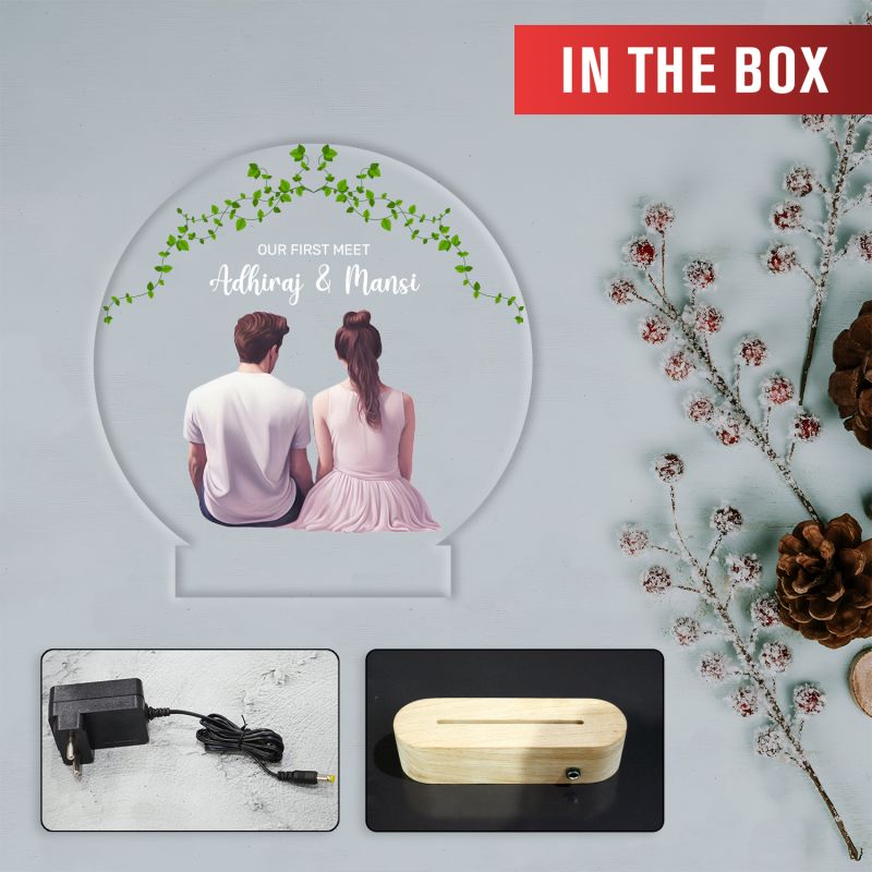 Personalized Couple Night Lamp Custom Name Light Gift for Anniversary Valentines Birthday Gift for Couple Husband Wife Girlfriend Boyfriend Warm White Light